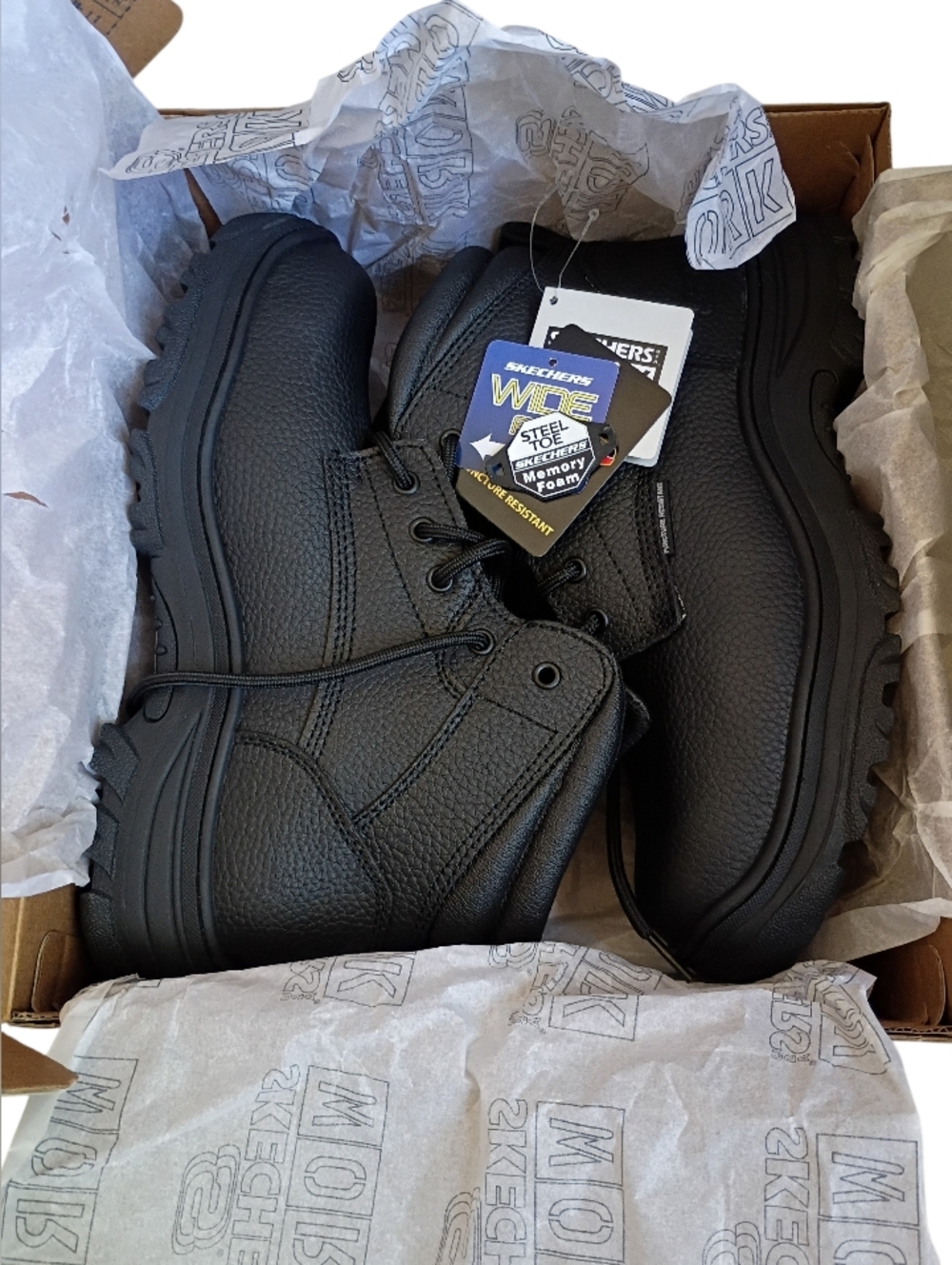NWT Sketchers Black Work Steel Toe Boots Size 10W
